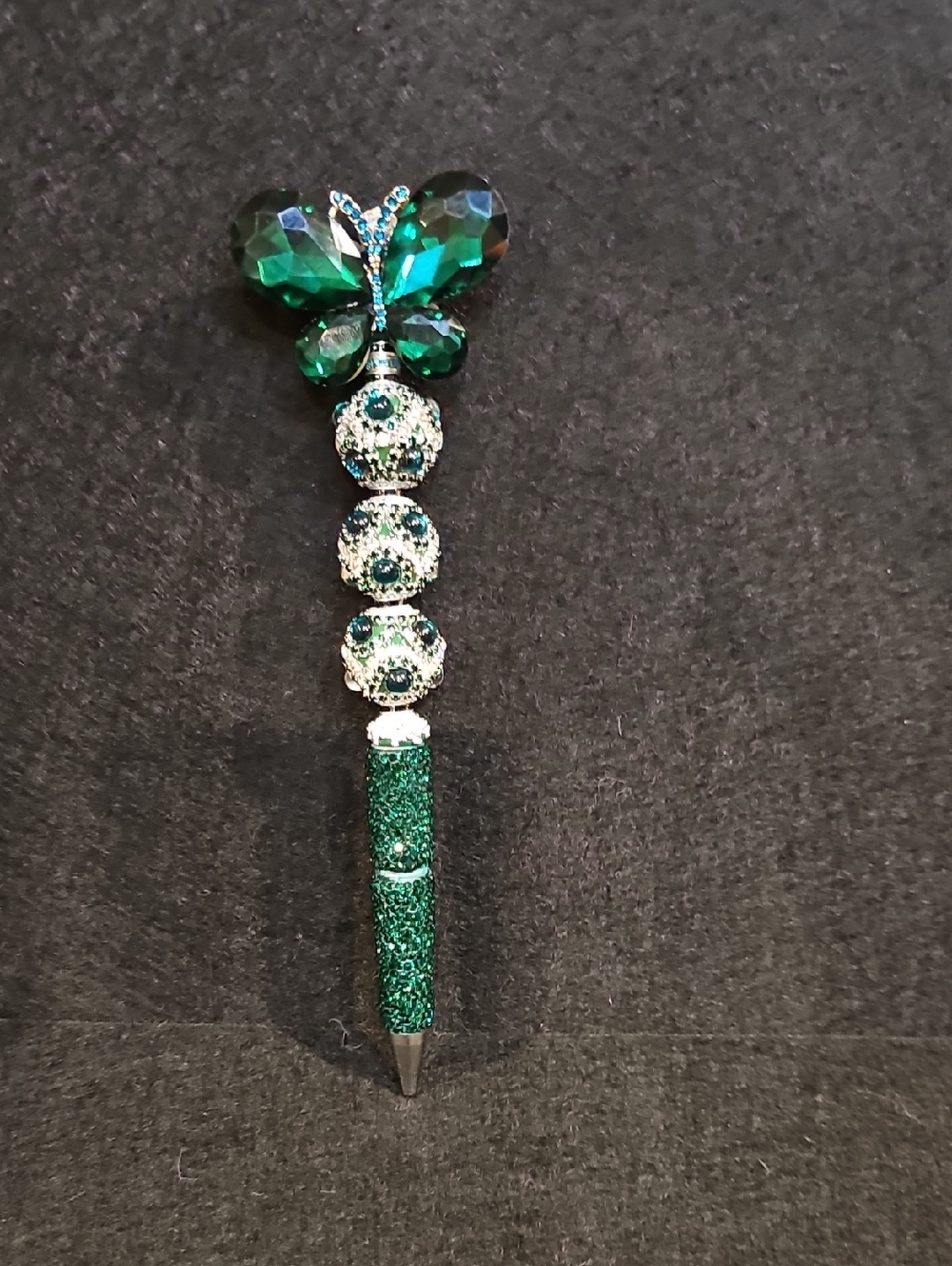 Emerald Butterfly Luxe Rhinestone  ✨💚 Statement Beaded Pen